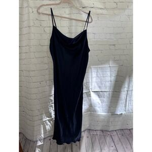 Bebe Navy Blue‎ Satin Cowl Neck Slip Dress Elegant Party Cocktail L